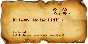 Kulman Maximilián névjegykártya